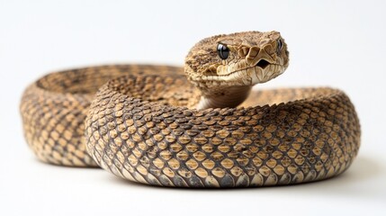 Fototapeta premium Closeup of a coiled rattlesnake venomous reptile wildlife photography