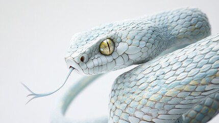 Fototapeta premium Closeup of a Light Blue Snake with Yellow Eyes