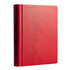 One closed red hardcover book on clear transparent background cut out