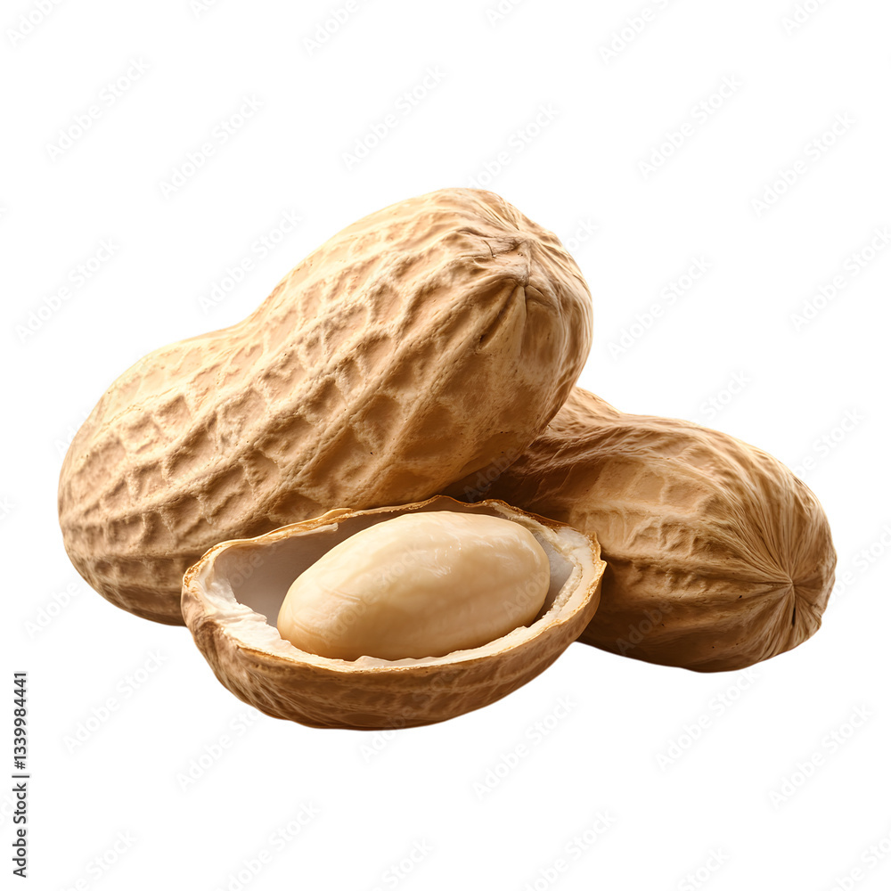 Poster peanut in a shell on clear transparent background cut out