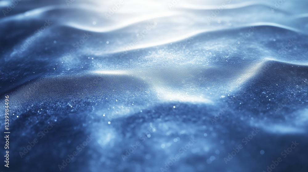 Poster serene blue and silver gradient background with soft light and gentle waves creates calming atmosphe