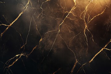 Gold vein marble texture with dark background. AI image