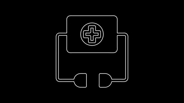 Defibrillator line icon animation on white background video