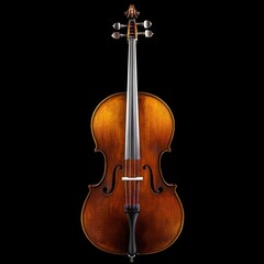 Fototapeta premium Elegant wooden cello against a dark background.