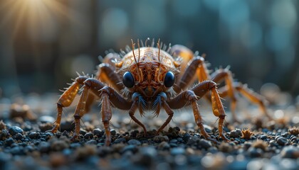 Insect Standing on Ground Close Up Detailed Macro View