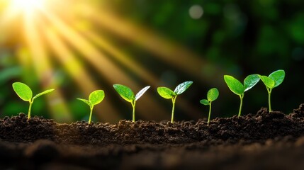 Fototapeta premium Sunrise Seedlings: Nature's Growth and Renewal