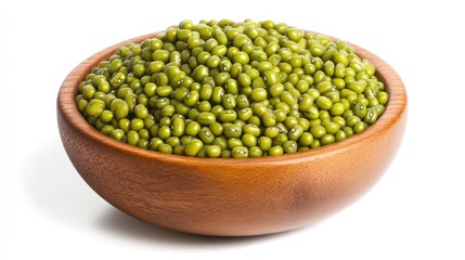 Fresh Mung Beans in Wooden Bowl