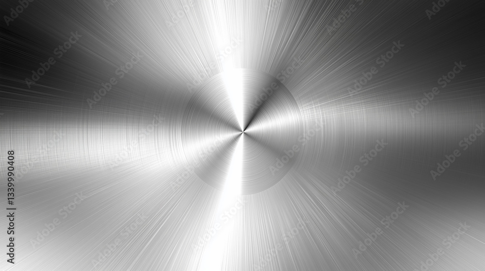 Poster metallic radial gradient background with silver and white color scheme creates sleek and modern appe