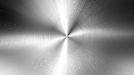 metallic radial gradient background with silver and white color scheme creates sleek and modern appearance. design features central focal point with radiating lines, giving sense of depth and