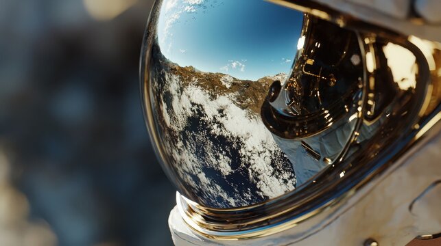 close-up of an astronauts helmet reflection - Powered by Adobe