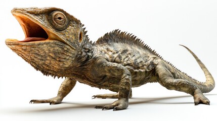 Obraz premium Reptile with Open Mouth Displaying Intricate Details and Spiky Features