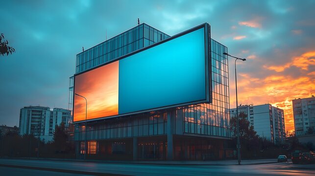 Blank billboard in building