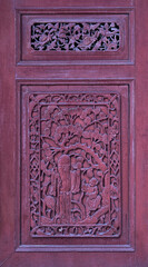 Antique Nanyang-Style Wooden Door with Traditional Chinese Craftsmanship