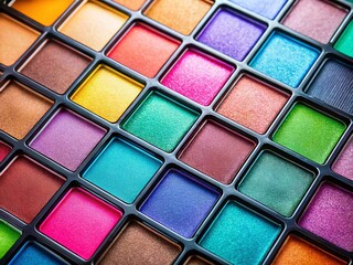 Fototapeta premium Close-up Top View of Vibrant Eyeshadow Palette Swatches - Professional Makeup Product Photography