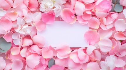 Romantic Rose Petals with Blank Card: Perfect for Wedding Invitations or Valentine's Day Greetings