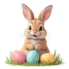 Easter Bunny with easter eggs clipart