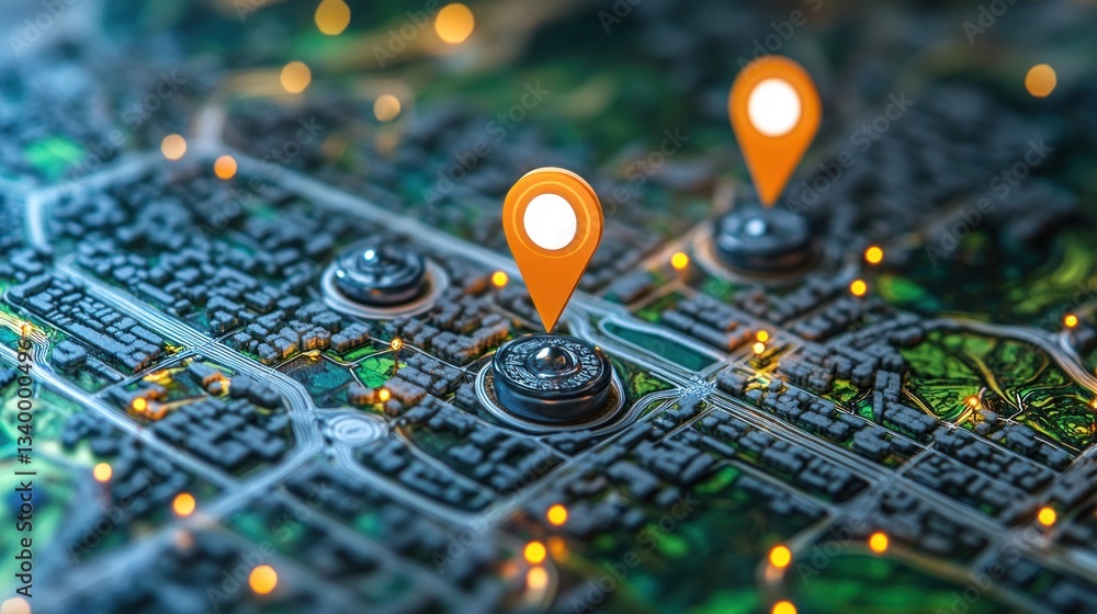 Poster gps navigation system: location tracking on city map