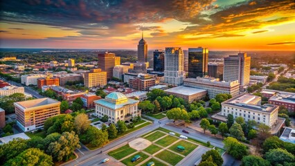 Columbia SC Downtown Skyline Aerial View - Minimalist Cityscape Photography