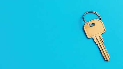 A Golden Key on a Blue Background: Symbol of Opportunity and New Beginnings