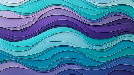Obraz premium Abstract Wavy Papercut Design for Teal Purple.