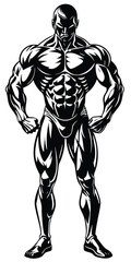 Fototapeta premium Muscular bodybuilder vector silhouette illustration isolated on white background