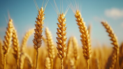 Golden Wheat Stalks in a Summer Field