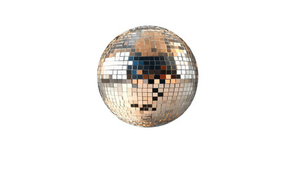 Obraz premium Rotating disco ball reflecting light on transparent background
