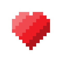 Obraz premium Red pixel heart. Simple love icon. White plain background. Vector passion shape.