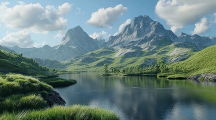 Fototapeta premium Serene Nature Landscape Scene