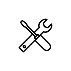 Tools icon logo design. tool sign and symbol. setting icon. Wrench and screwdriver. Service, repair