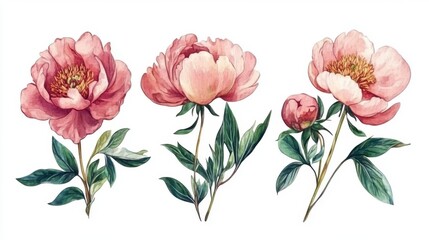 Delicate Pink Peonies Floral Art