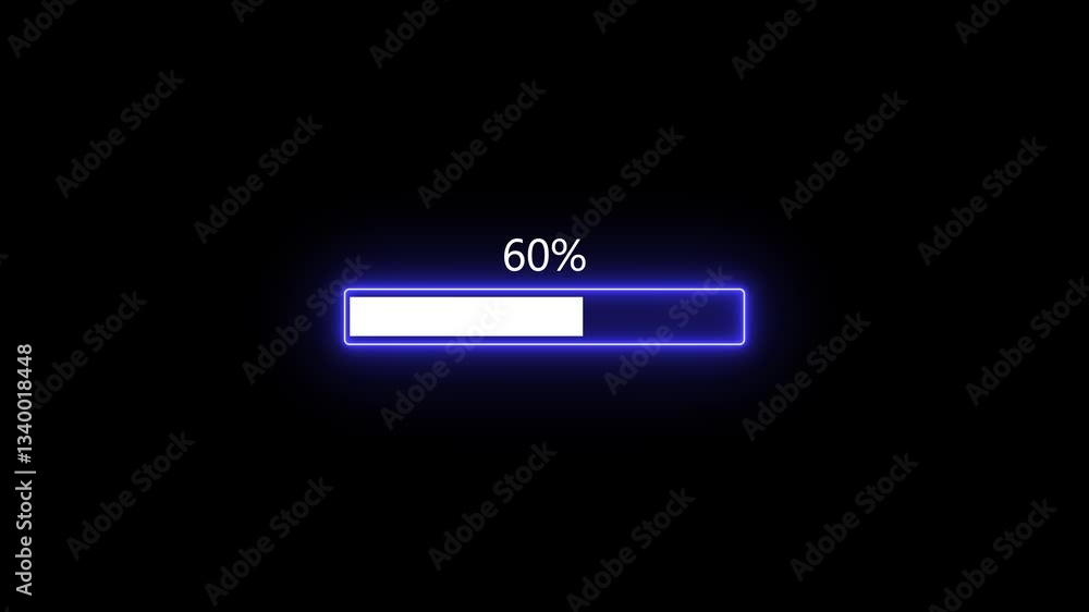 Poster hi-tech loading bar progress animation with percentage from 0 to 100 on a futuristic hud screen and 