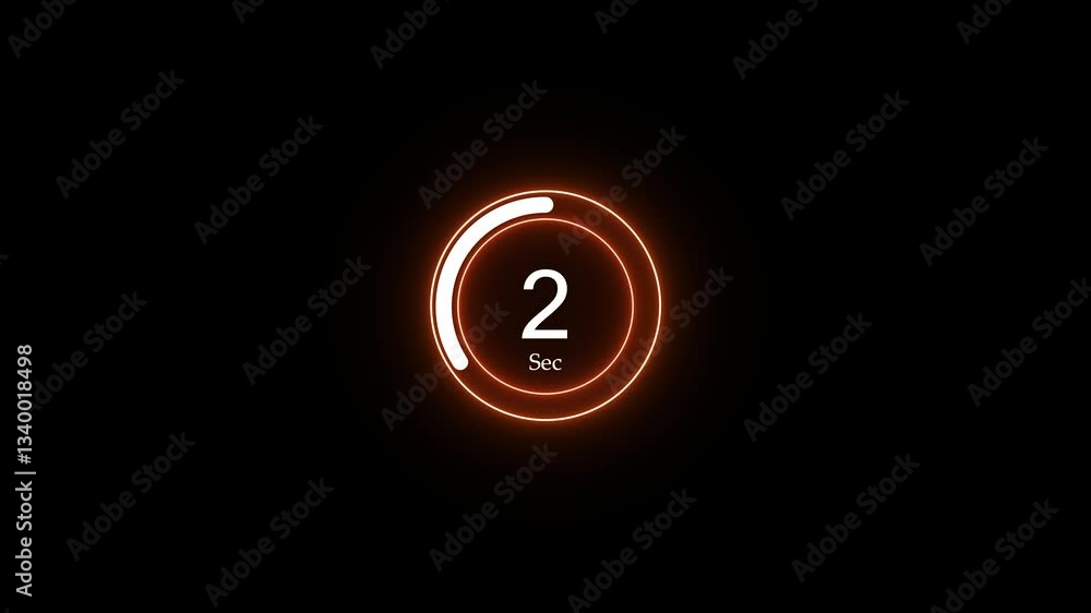 Poster minimalist 6 second countdown timer with double circle design. orange gradient on black background f