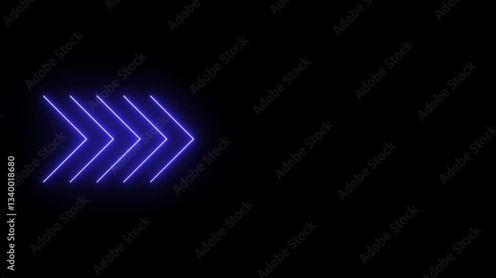 Poster abstract glowing neon directional arrow loading icon animation with glowing neon arrow concept and m