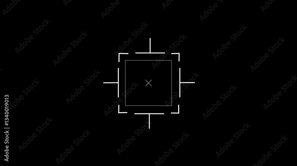 Poster animated radar display with looping square formation and target lock-on effect for scanning and trac