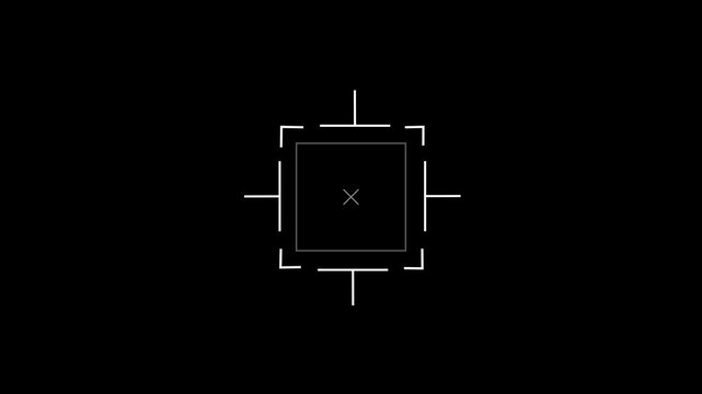Animated radar display with looping square formation and target lock-on effect for scanning and tracking visuals.