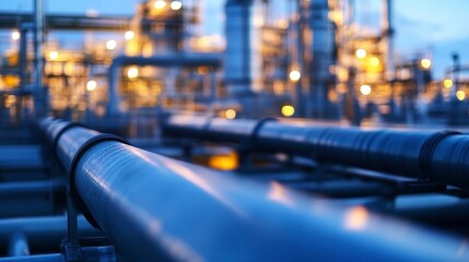 Industrial Pipeline at Night