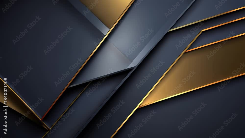 Poster abstract geometric design with dark gray and gold accents. sharp lines and layered shapes create a d