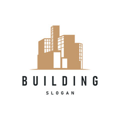 Fototapeta premium High rise building logo design with real estate apartment construction concept simple template illustration