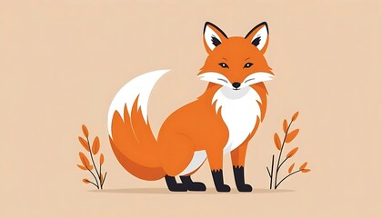 Obraz premium Stylized fox illustration with autumn foliage elements artful design