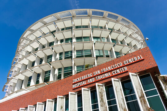 Exterior view of Zuckerberg San Francisco General Hospital and Trauma Center building - San Francisco, California, USA - March 15, 2025