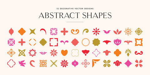 Modern and vintage decorative vector shapes with floral geometric and ornamental designs - vol. 2