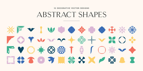 Modern and vintage decorative vector shapes with floral geometric and ornamental designs - vol. 1