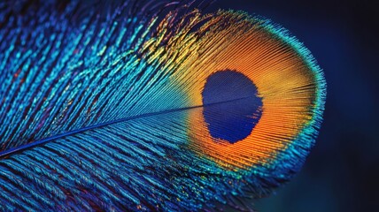 Obraz premium A Vivid Peacock Feather Displays Iridescent Hues
