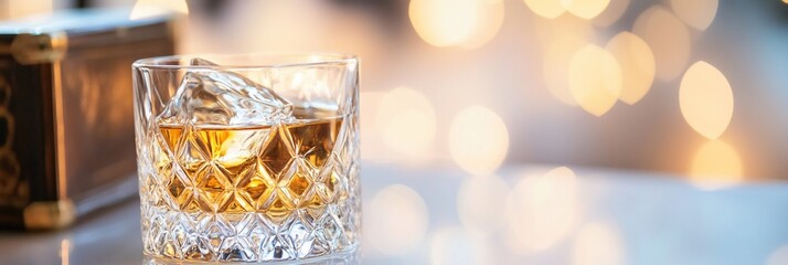 Whiskey Drink Gold Amber Liquor Bottle Ice Glass