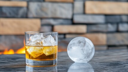 Whiskey Ice Sphere Luxury Drink