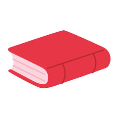 One closed red book in cartoon style. Vector illustration isolated on light background