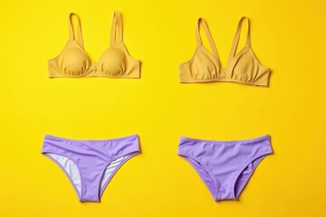 Swimsuit set on bright yellow background