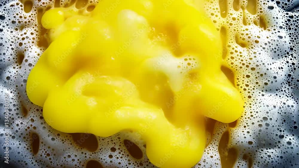 Poster golden bubbles on a frothy surface creating visual texture and allure