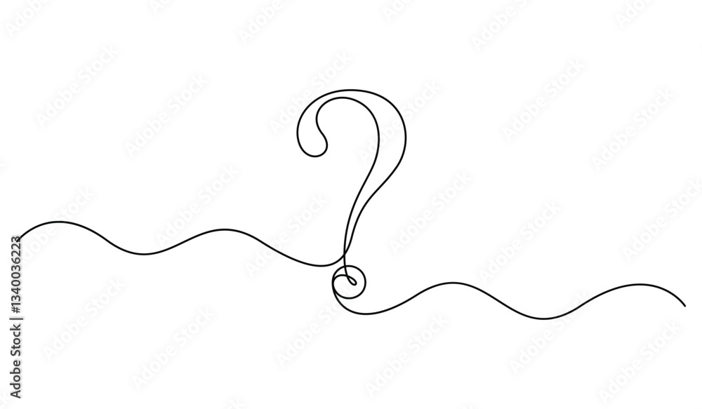 Poster question mark linear background. single continuous drawing of a question mark. vector illustration